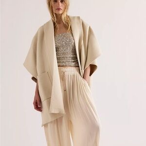 Free People Ivory All I Need Is Cozy Hooded Duster Creme OS